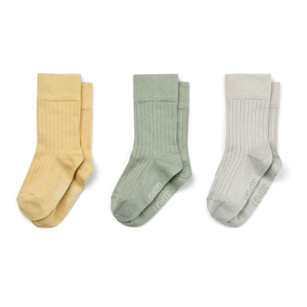 Lorenzo Cotton Rib socks 3-pack - Dusty mint mix